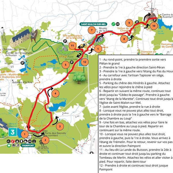 Itinéraire balade à vélo Le Lac de Trémelin (Journée)